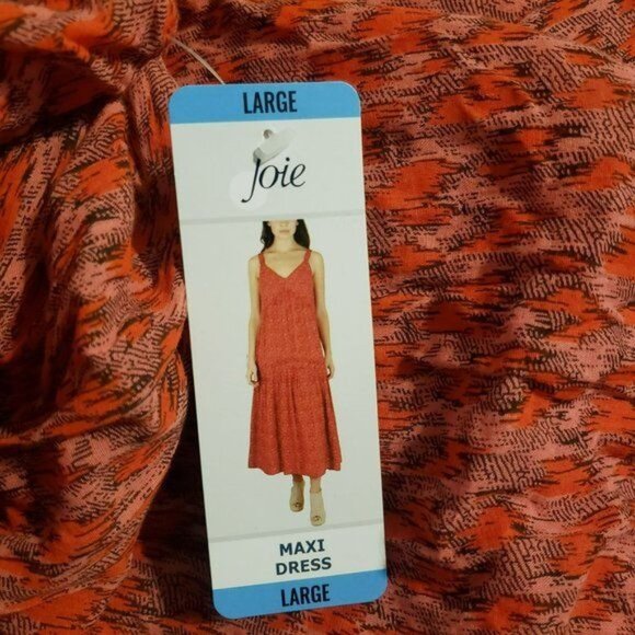 NEW Joie Womens Red Printed Tea Rose Maxi Dress‎ Sleeveless V-Neck Large NWT - Picture 6 of 11
